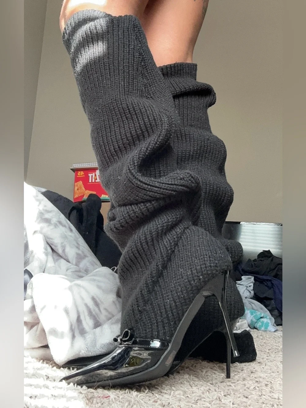 y2k Knee High Knit Heels